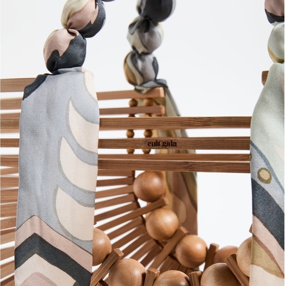 Cult Gaia Bamboo Fan Ark Scarf Half Moon Top Handle Tote Bag NWT - Picture 4 of 8